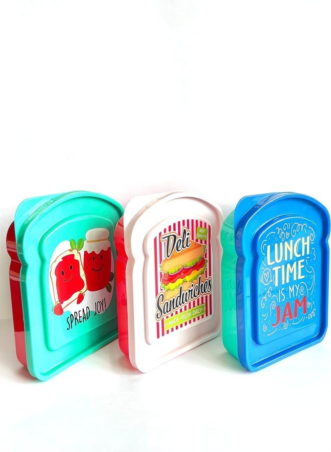 Bexter Set of 3 Toast Shaped Sandwich Boxes Food Storage Sandwich Containers, 2 cups / 16 oz / (Pack of 3) - Image 5
